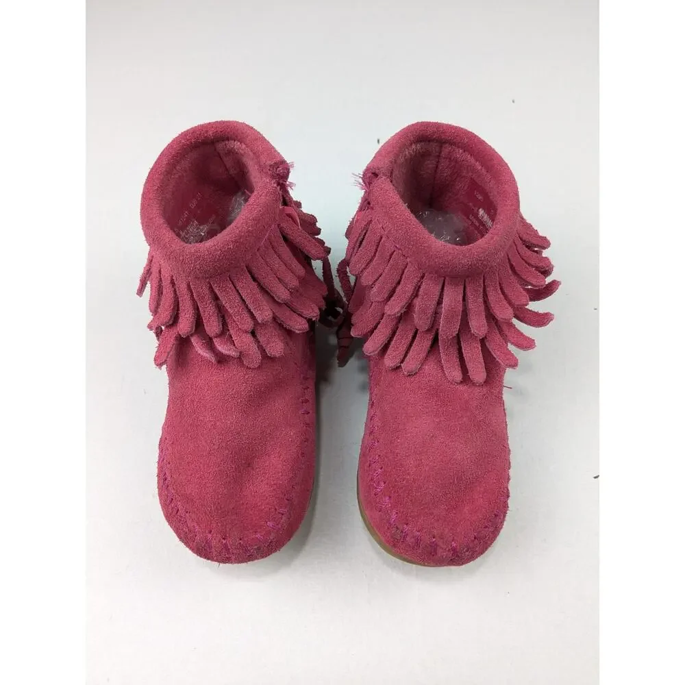 Minnetonka Toddler 5 Pink Leather Fringe Ankle Boots